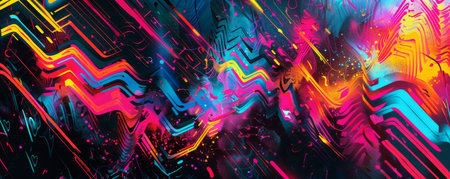 3d rendering of abstract background with neon lights. Beautiful glowing background with neon lights.の素材