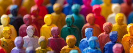 People of all different colors and shapes are standing together, showing that we are all different but still united.の素材