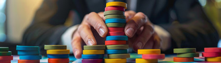 Close-up of business people playing board game. Selective focus.の素材