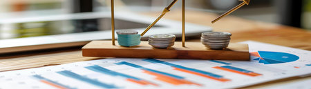 Coins on the table. Business and finance concept. Close up.の素材