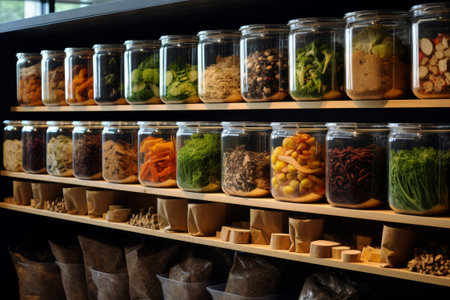 Bulk food section in a grocery store.の素材