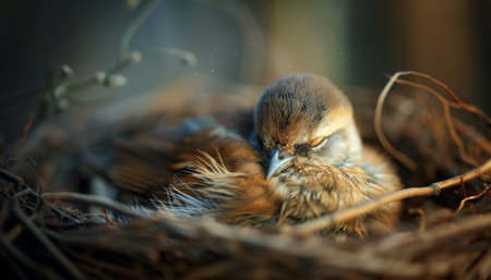 Sleeping Bird in a Nestの素材