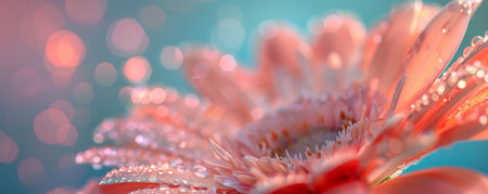 Pink Flower with Dew Drops and Bokehの素材