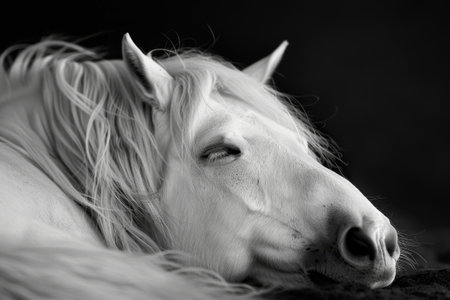 Portrait of a Sleeping White Horseの素材