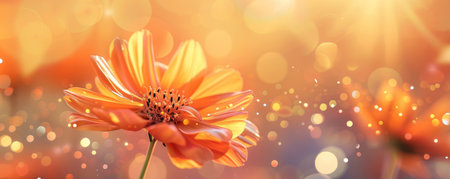 Orange flower with bokeh backgroundの素材