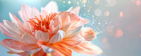 Closeup of a Beautiful Pink Dahlia Flower with Bokeh Lightsの素材