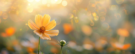 Yellow flower with bokeh backgroundの素材