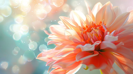 Delicate Peach Dahlia with Bokeh Backgroundの素材