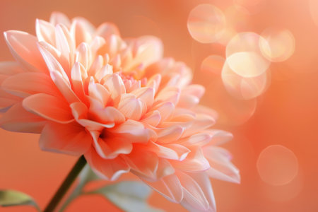 Peach Dahlia Flower in Soft Focusの素材