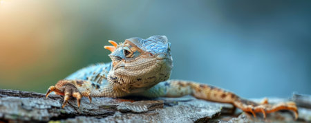 Blue-Eyed Lizard on a Branchの素材