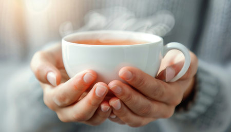 Warm Cup of Tea in Handsの素材