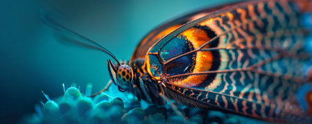 Close-up of a Colorful Butterfly on a Flowerの素材