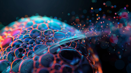 Abstract Bubble Close-Up with Colorful Bokehの素材