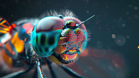 Close-up of a Dragonfly's Face with Bokeh Backgroundの素材