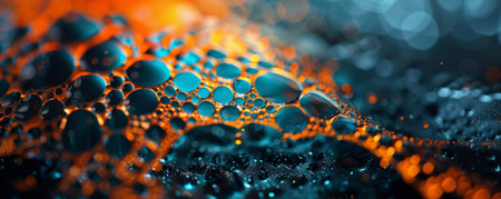 Macro shot of oil drops on water surface. Abstract background.の素材