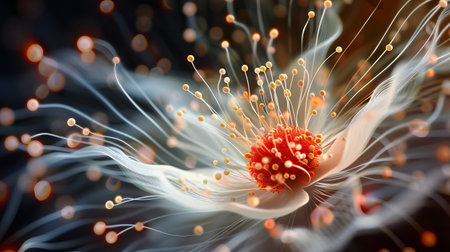 3d illustration of abstract background with bokeh lights and flowerの素材