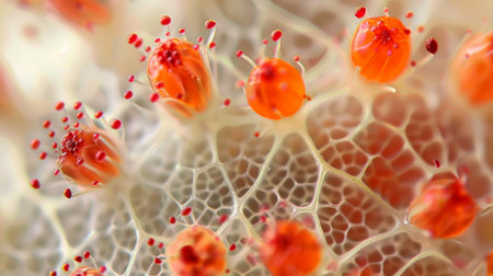 Macro of red blood cells in human body. 3D illustrationの素材