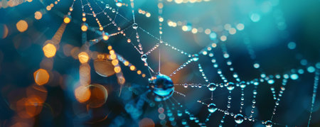 Dew Drops on Spider Web with Bokehの素材