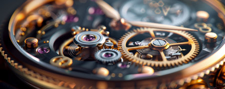 Closeup of the mechanism of a mechanical watch. The concept of time management.の素材