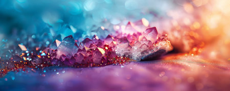 Purple and pink crystals on a purple background. 3d renderingの素材