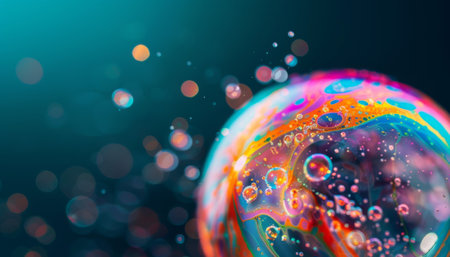 Abstract colorful bubble with bokeh backgroundの素材