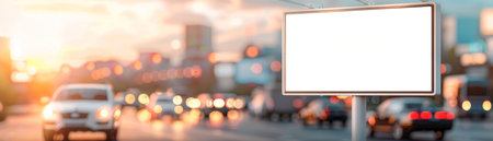 Blank Billboard Sign in City With Bokeh Backgroundの素材