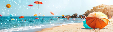 Beach Umbrellas on a Sunny Dayの素材