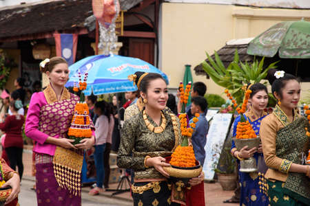 LUANGPRABANG, LAOS- DEC 9: Celebration 20th anniversary of Luang-Prabang World Heritage Site on December 9, 2015 in LuangPrabang, Laosのeditorial素材