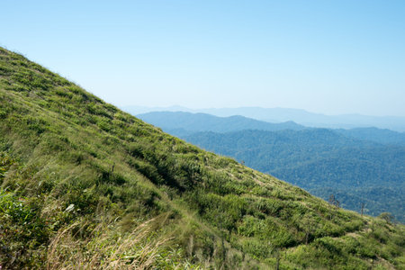 Trail route in scenic destination in Kanchanaburi, Thailandの写真素材