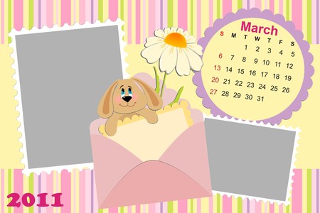 Baby's monthly calendar for march 2011's with photo frameのイラスト素材