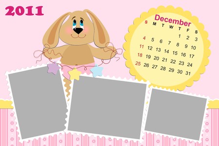 Baby's monthly calendar for december 2011's with photo frameのイラスト素材