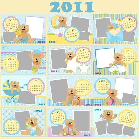 Baby's monthly calendars for 2011のイラスト素材