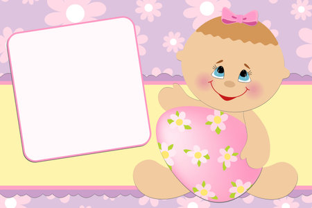 Blank template for baby's greetings card or photo frameのイラスト素材