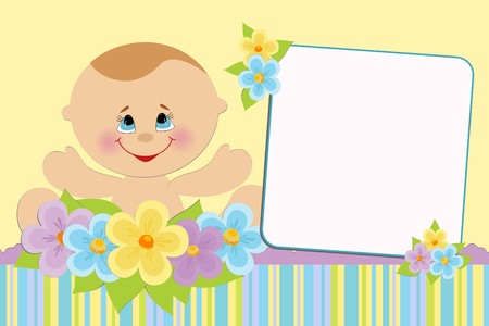 Blank template for baby's greetings card or photo frameのイラスト素材