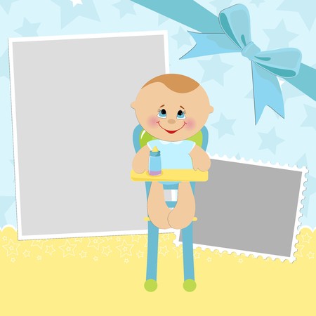 Blank template for greetings card or photo frame in blue colorsのイラスト素材