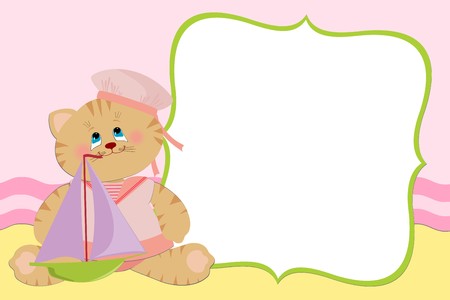 Blank template for greetings card or photo frame in pink colorsのイラスト素材