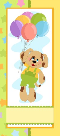 Baby's banner or postcard with dog and balloonsのイラスト素材