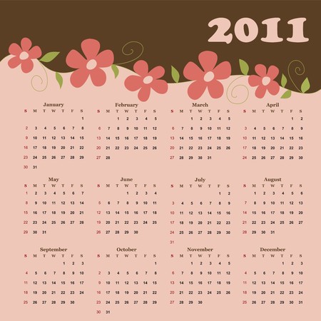 Calendar for year 2011のイラスト素材