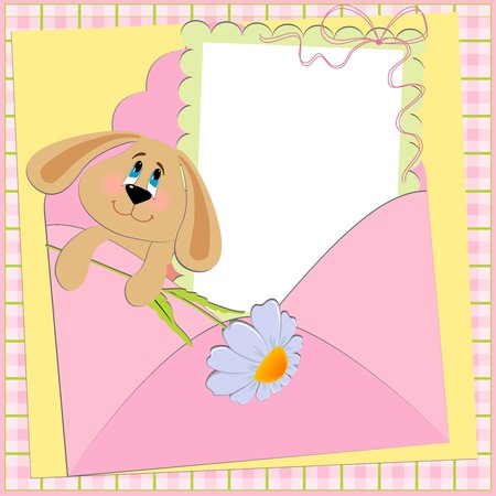 Blank template for greetings card or photo frame in pink colorsのイラスト素材