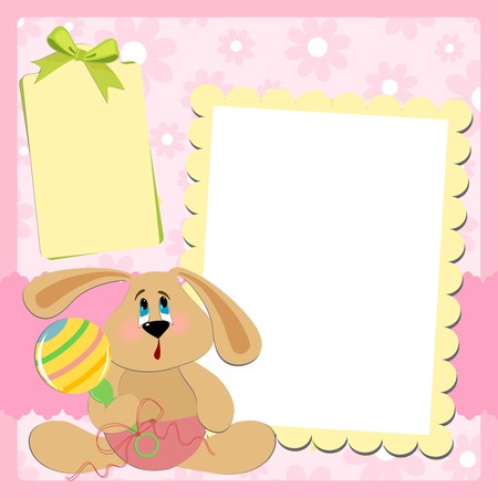 Blank template for greetings card or photo frame in pink colorsのイラスト素材