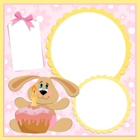 Blank template for greetings card or photo frame in pink colorsのイラスト素材