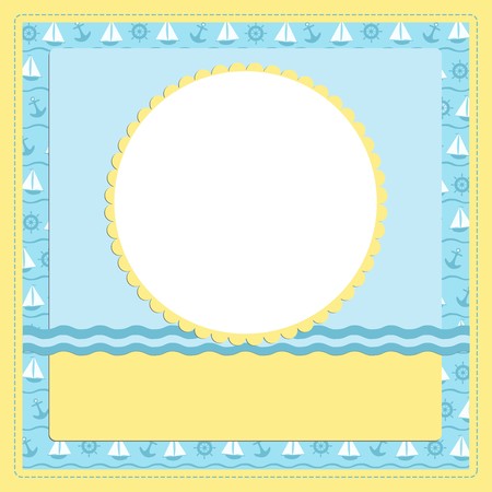 Blank template for greetings card or photo frame in blue colorsのイラスト素材