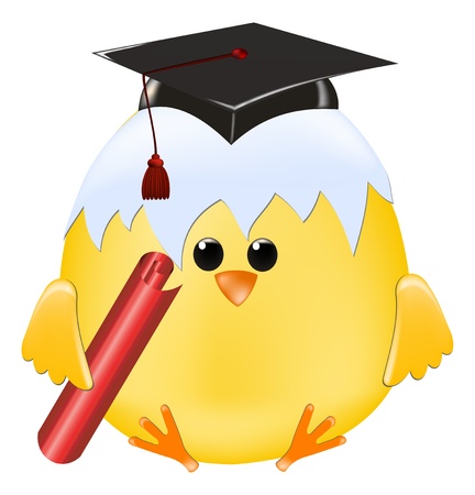 chick in shell with paper scrollのイラスト素材