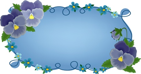 Banner or greetings card with pansiesのイラスト素材