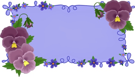 Banner or greetings card with pansies (EPS10)のイラスト素材
