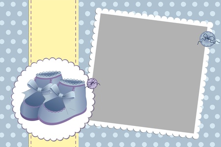 Cute template for baby's arrival announcement card or photo frameのイラスト素材