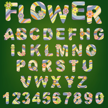 Cute spring alphabet with flowersのイラスト素材