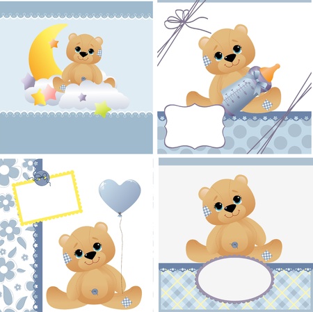 Cute templates set for baby arrival announcement cardのイラスト素材