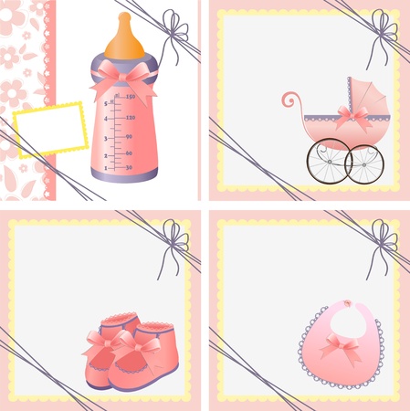 Cute templates set for baby arrival announcement cardのイラスト素材