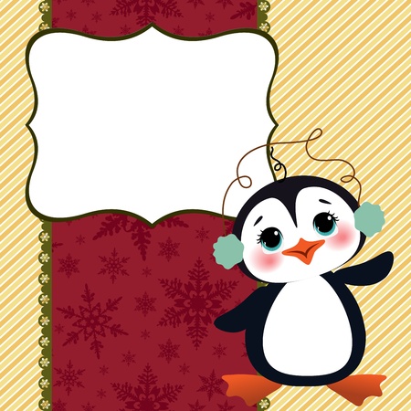 Cute christmas new Year postcard templateのイラスト素材